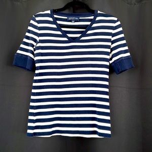 Jones New York striped check tee